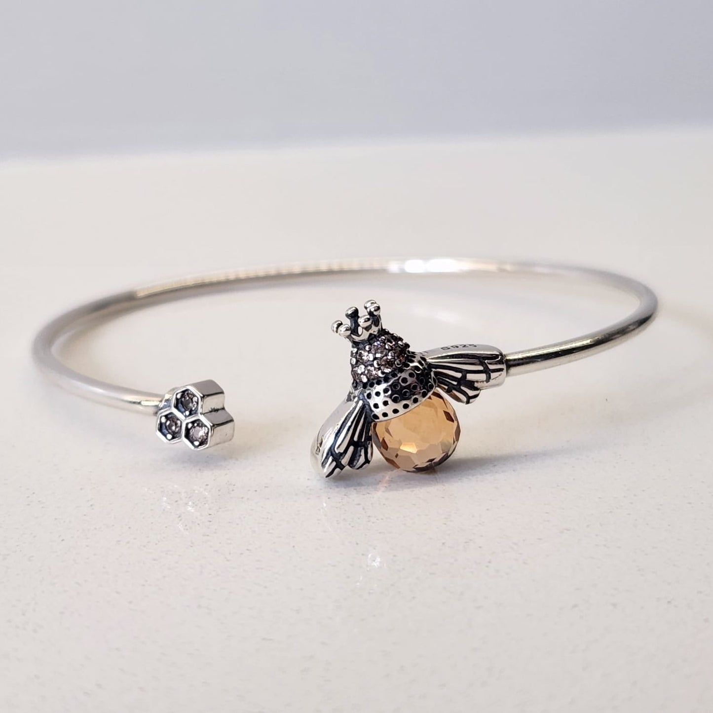 Fine and Yonder Bracelets Bee and honeycomb bangle bracelet