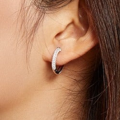 Fine and Yonder Earrings Large double row zirconia Huggie