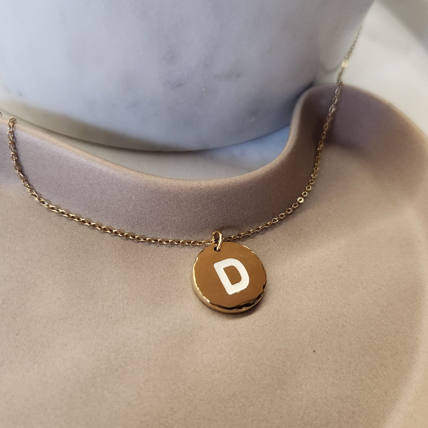 Fine and Yonder Necklaces White & Gold Initial Necklace