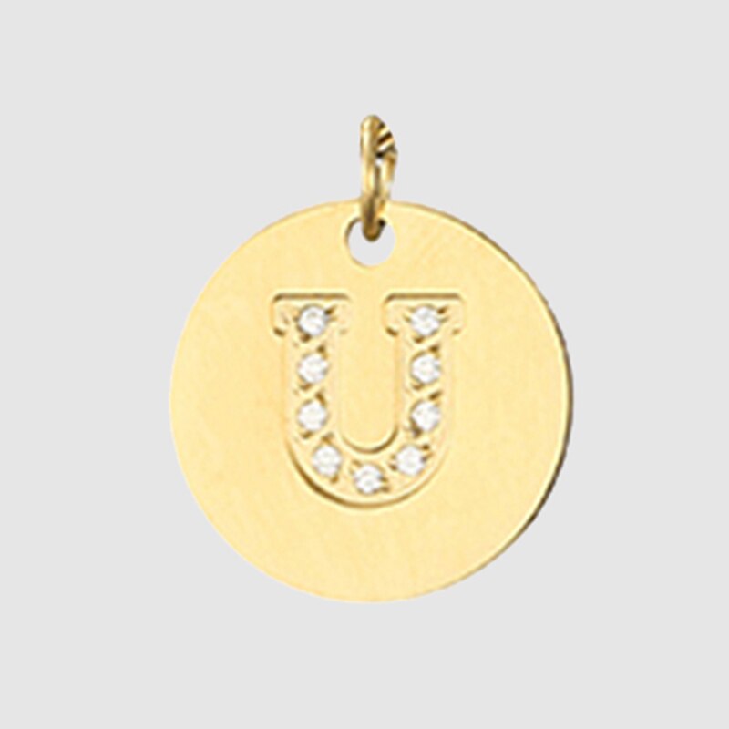 Fine and Yonder U Zircon Stone Alphabet Necklace