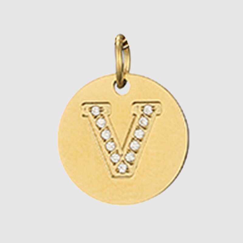 Fine and Yonder V Zircon Stone Alphabet Necklace