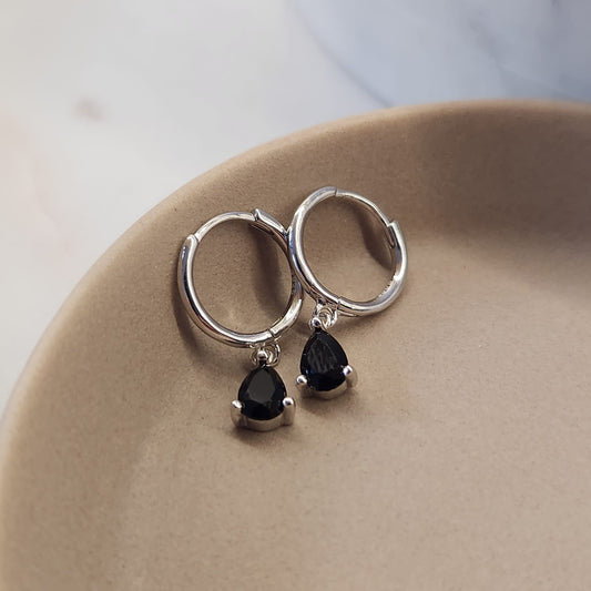 Fine and Yonder Earrings Black Stone Pendant