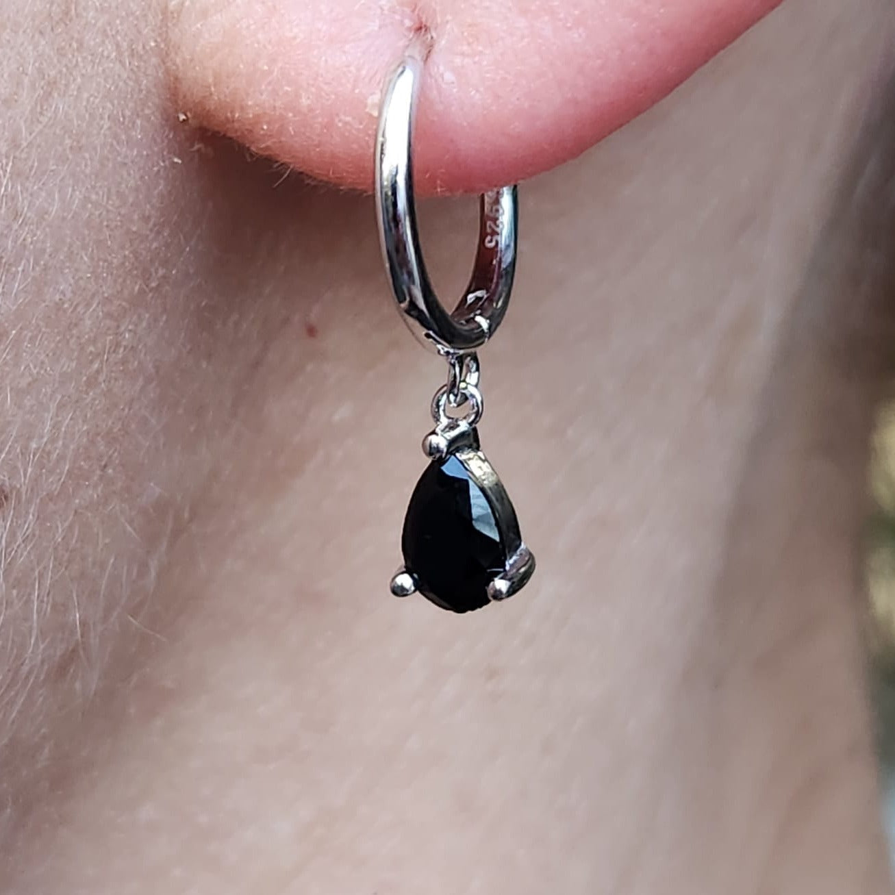 Fine and Yonder Earrings Black Stone Pendant