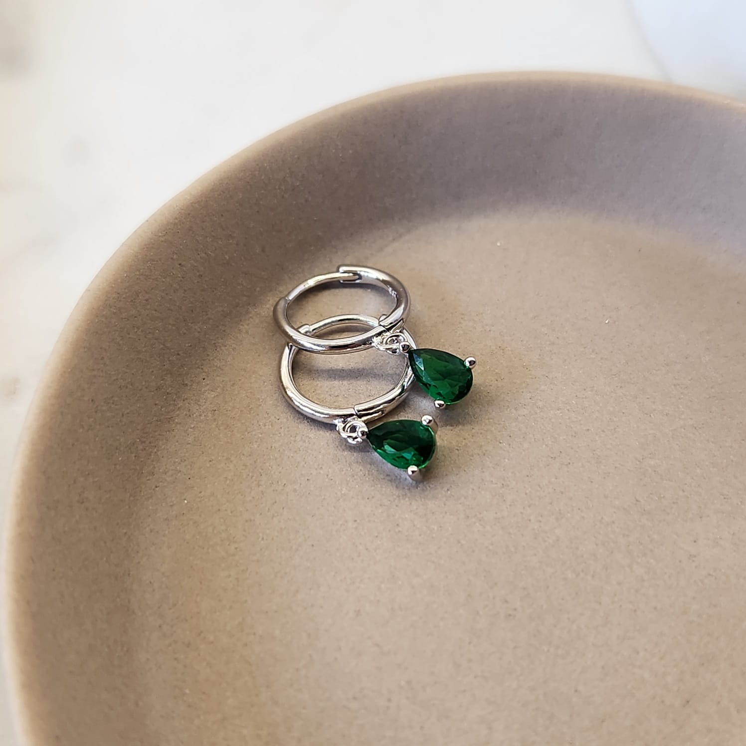 Fine and Yonder Earrings Emerald Drop Stone Pendant Earrings
