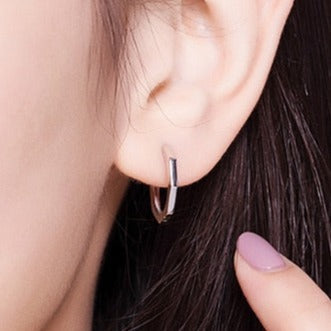 Fine and Yonder Earrings Geometric Silver Huggie