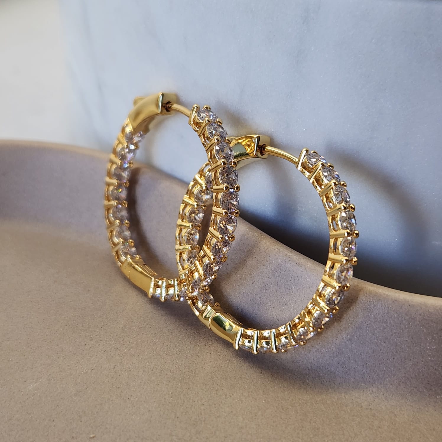 Fine and Yonder Earrings Gold Zirconia Eternity Hoop Earrings