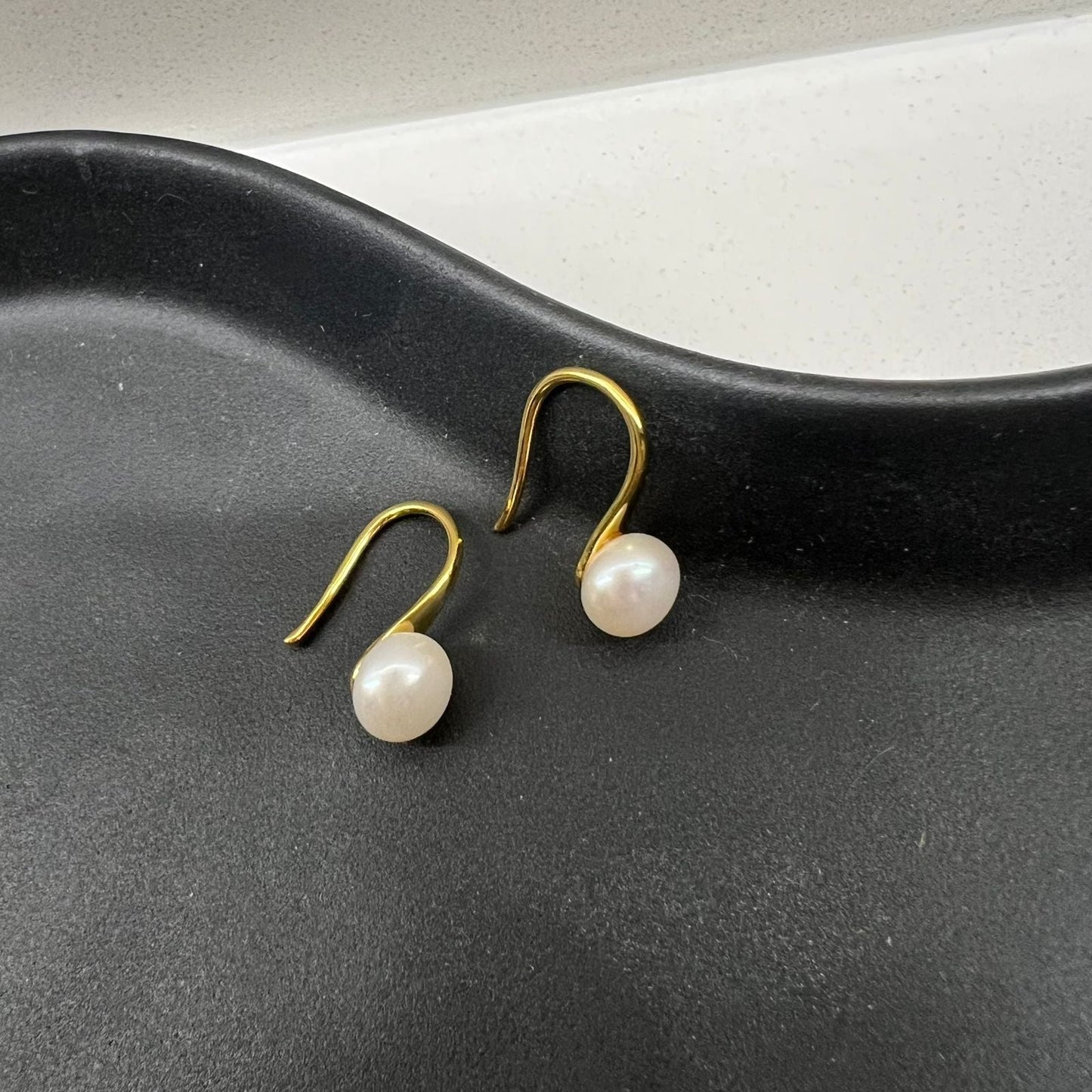 Fine and Yonder Long Gold Pearl Drop Earrings