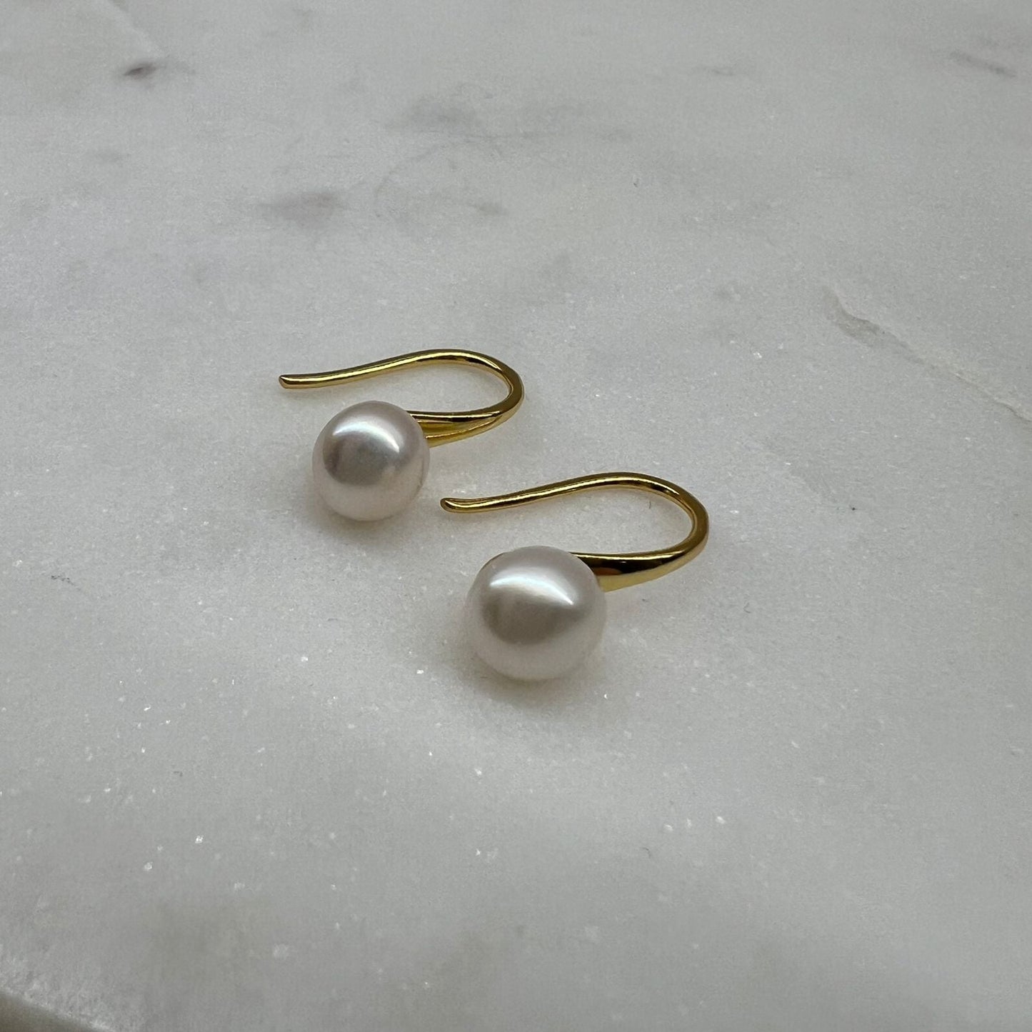 Fine and Yonder Long Gold Pearl Drop Earrings