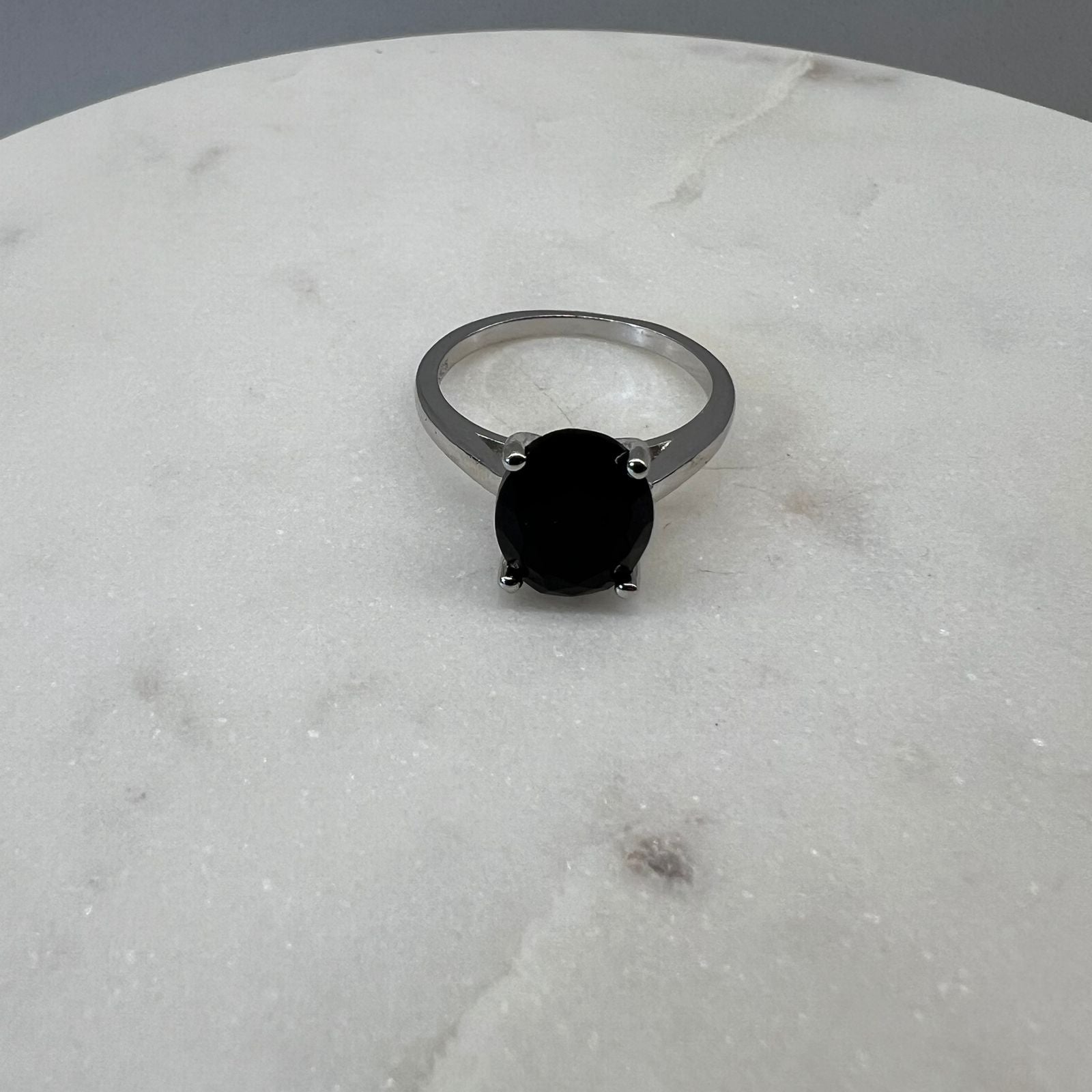 Fine and Yonder Rings 6 Black Zircon Oval Solitaire Ring