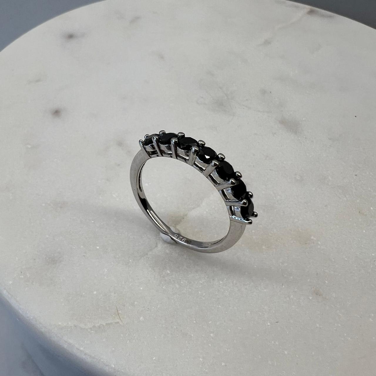 Fine and Yonder Rings Black Half Eternity Moissanite Ring