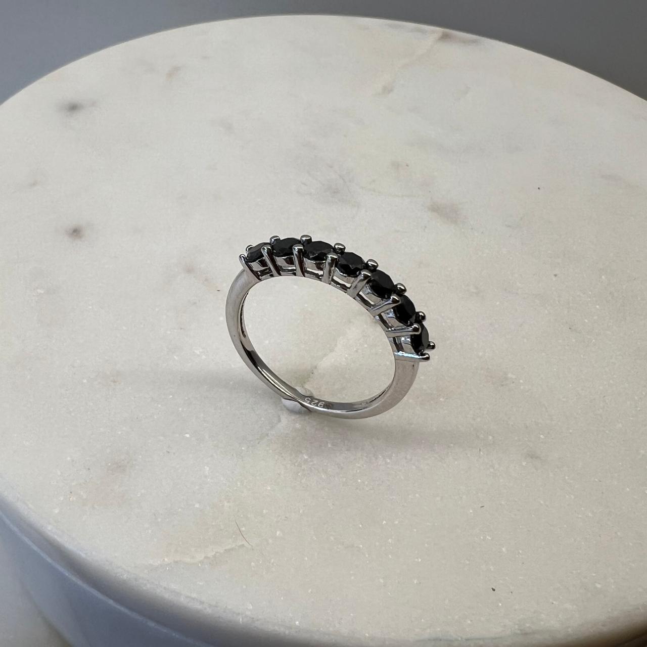 Fine and Yonder Rings Black Half Eternity Moissanite Ring