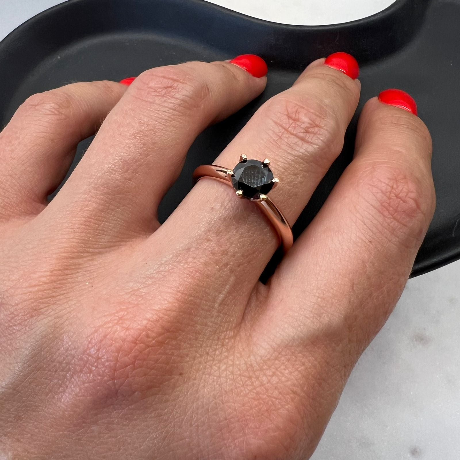 Fine and Yonder Rings Black Moissanite Solitaire Ring