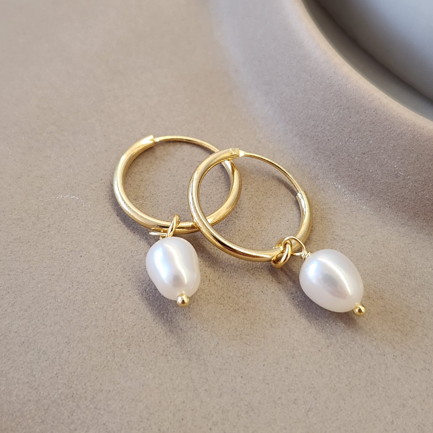 Fine and Yonder Earrings Pearl Pendant Hoop Earrings