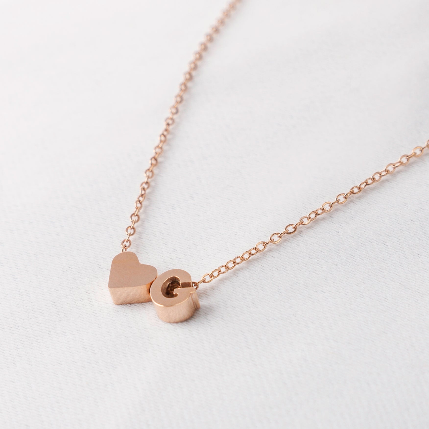 Rose gold heart sale initial necklace