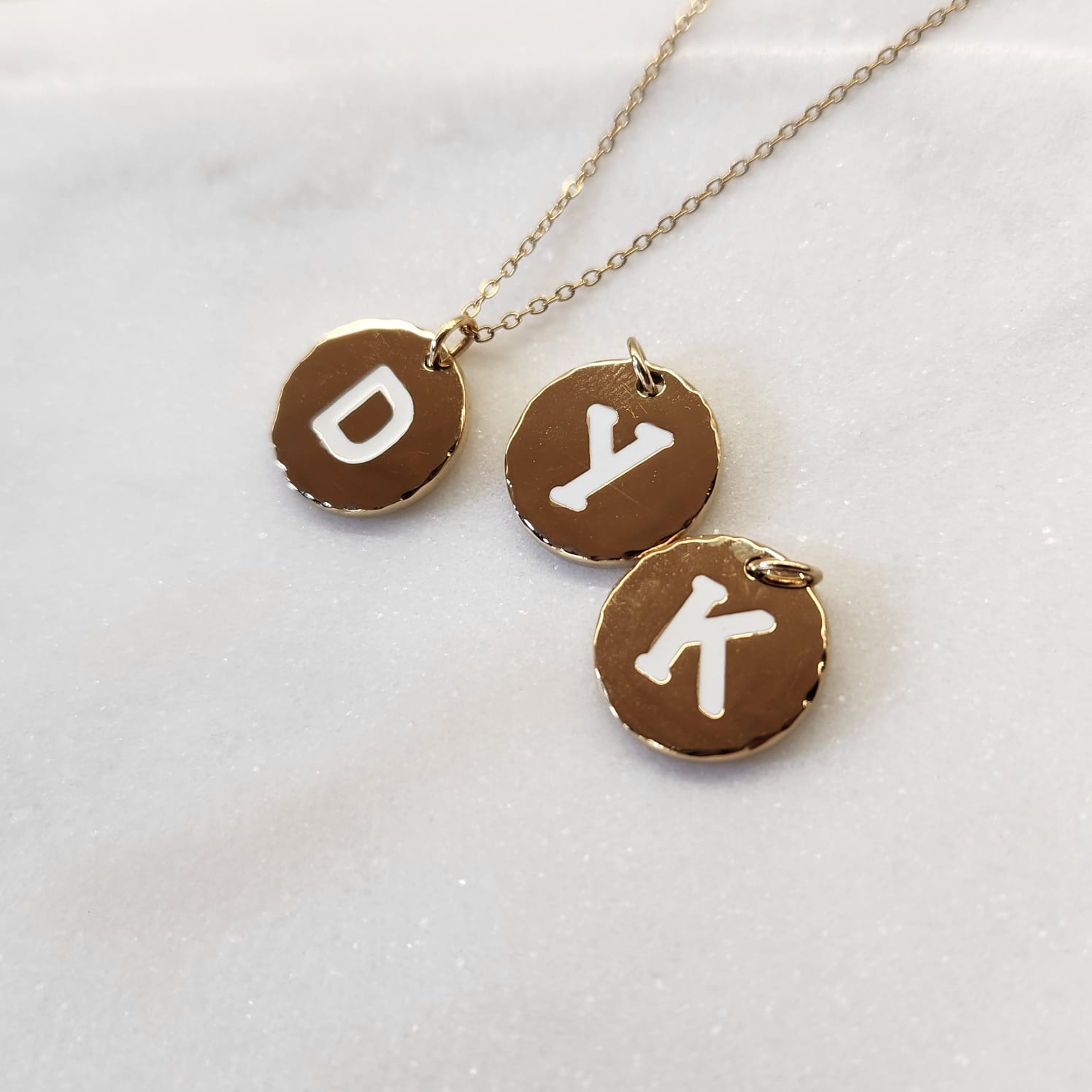 Fine and Yonder Necklaces White & Gold Initial Necklace