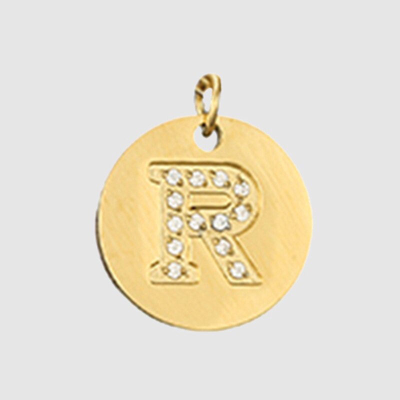 Fine and Yonder R Zircon Stone Alphabet Necklace