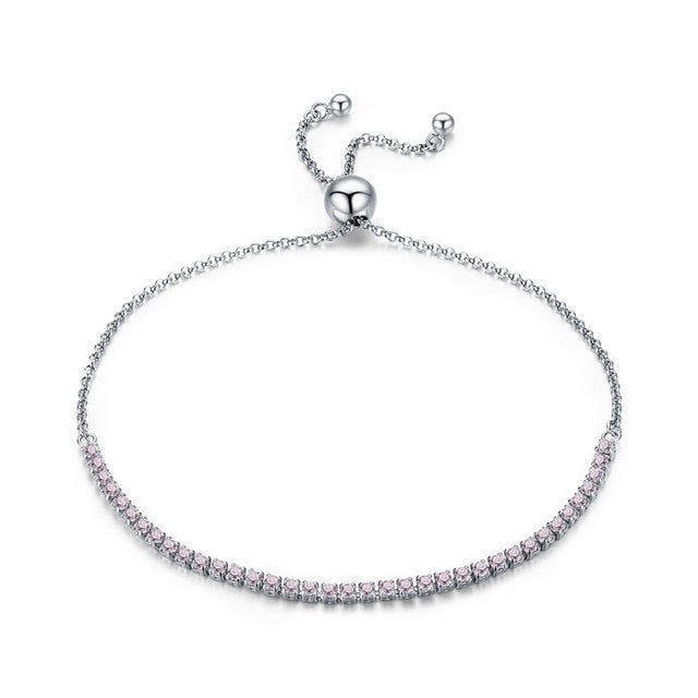 Fine and Yonder Silver | Pink Stones Sterling Silver Tennis Bracelet